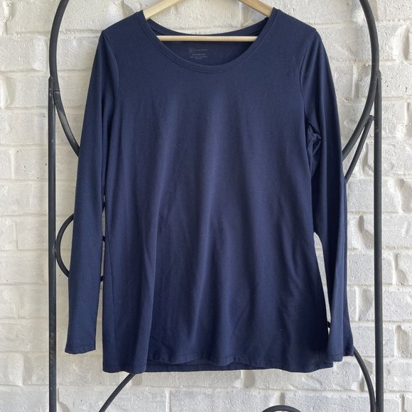 Young Womens JrSize XXXL/21 No Boundaries Navy Blue Long Sleeve Shirt Scoop Neck - Picture 1 of 5